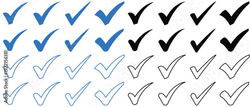 Blue check mark. Hand drawn blue check mark for verification on white background.Blue Check Mark Icon – Approval Symbol, Verification, Success, Done, Correct, Completed Task