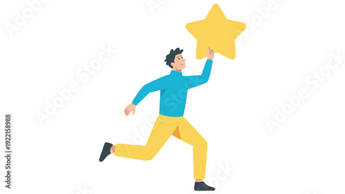 Man Running and Reaching for a Yellow Star