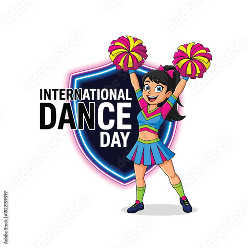 Charming Cheerleader Girl on International Dance Day