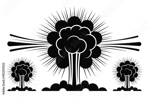 Explosion Cloud Burst Vector Illustration Set