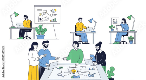 Team Collaboration and Business Strategy Meeting.