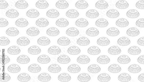 Maamoul Seamless Pattern. Traditional Middle Eastern Cookie Illustration. Maamoul Hand Drawn Outline Vector Style. Decorative Ramadan Eid Design. Packaging Textile Background Use.