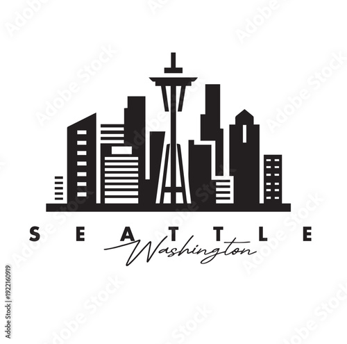 seattle city skyline vector illustration