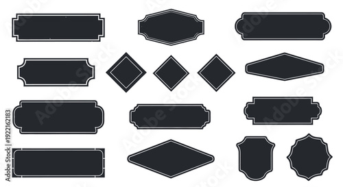 Collection of Dark Gray Decorative Frames and Labels on White Background