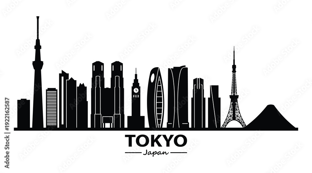 Fototapeta premium Tokyo Japan skyline cityscape graphic