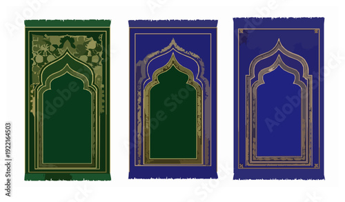 Ornamental Islamic prayer mat vector collection for Ramadan and Eid