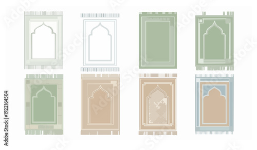 Minimal Islamic prayer rug vector set for Ramadan background