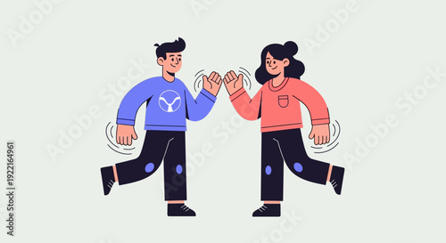 Vector illustration of two people performing a pinky swear gesture, symbolizing trust, agreement, and friendship, with a clean and modern design perfect for business or lifestyle themes