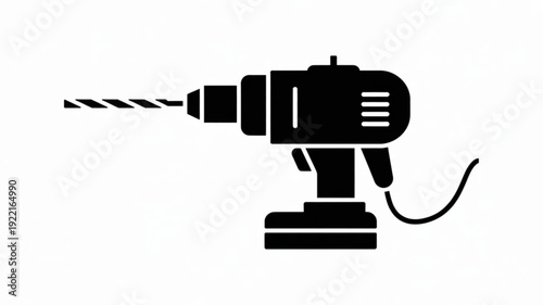 Electric drill with drill bit on white background industrial tool for diy projects and construction work