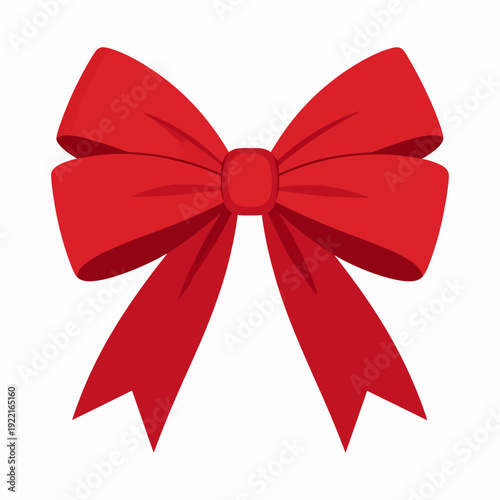 Centered Red Bow Displayed Against Clean White Background in Simple Elegant Style - High Resolution Vector Illustration Front View
