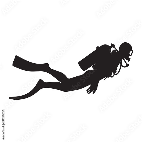 silhouettes of scuba diver vector illustration