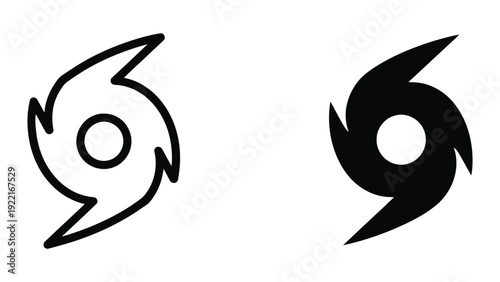 Black and white ninja throwing star icon set
