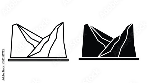 Mountain peaks outline and silhouette