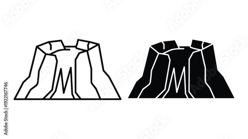 Simple illustration of two volcanoes