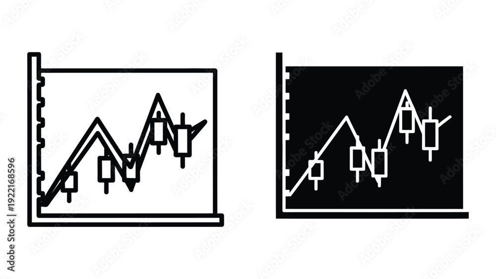 Naklejka premium Stock market charts on white and black backgrounds