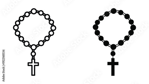 Simple rosary icons in black and white