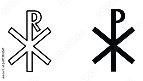 Chi Rho symbol icon set