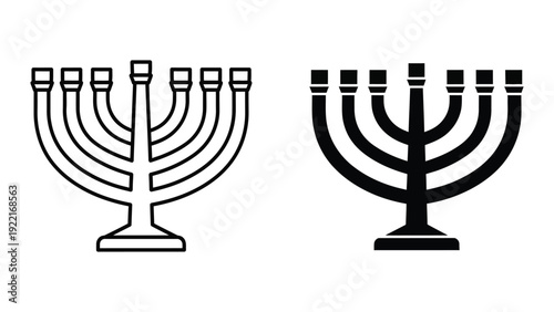 Menorah symbols in black and white