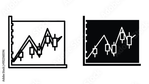 Stock market charts on white and black backgrounds