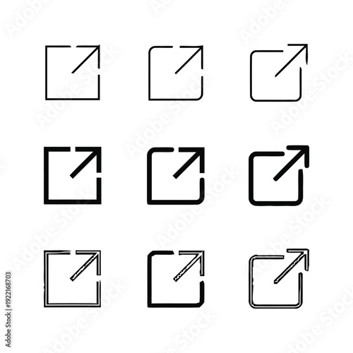 External link icons in square outline filled and textured variations
