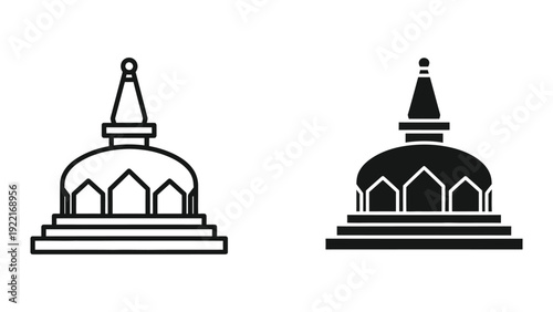 Stupa icons in outline and solid styles
