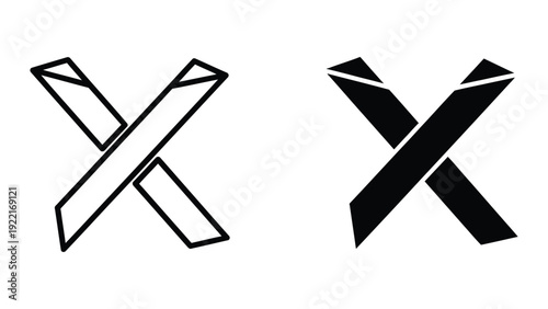 Crossed ribbons in black and white