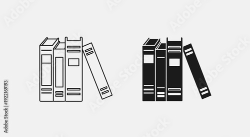 Books Icon Set Vector – Stacked Literature Library Education Symbol Design