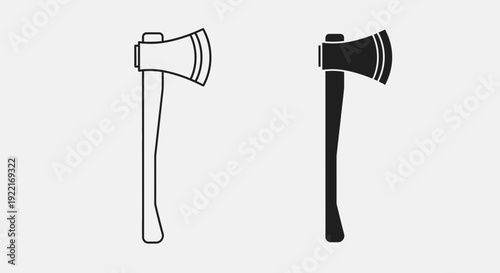 Axe Tool Icons – Woodcutting Hatchet Outline and Solid Symbol