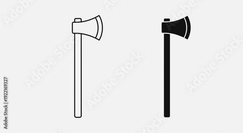 Axe Tool Icons – Woodcutting Hatchet Outline and Solid Symbol