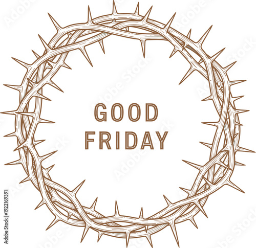 Elegant gold wreath design with good friday greeting in the center Vector