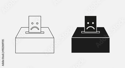 Ballot Box Voting Icons – Election Vote Box Outline and Solid Symbol