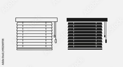 Window Blinds Icon Set Vector – Horizontal Shades Interior Curtain Design