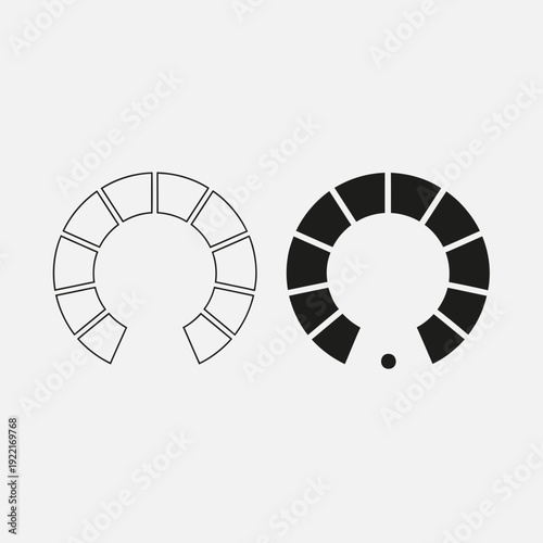 Circular Loading Progress Icon Set Vector – Segmented Spinner Line and Solid Illustration