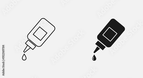 Glue Bottle Icons – Adhesive Craft Tool Outline and Solid Symbol