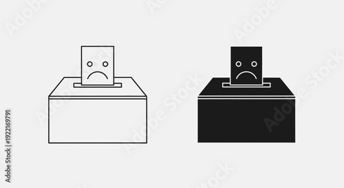 Ballot Box Voting Icons – Election Vote Box Outline and Solid Symbol