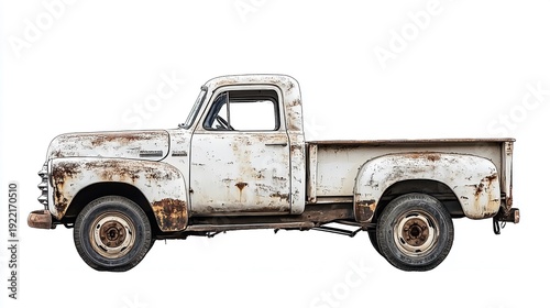 Wallpaper Mural Vintage white pickup truck with rusty exterior Torontodigital.ca