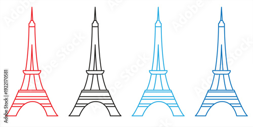 Eiffel Tower line icon / Eiffel Tower in Paris. Flat icon for apps and websites, Suitable for websites, logos, apps, templates, and UI design. EPS10 with white background.

