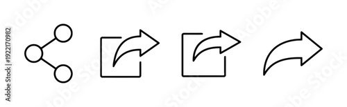 Four different share icons representing data sharing and connectivity concepts