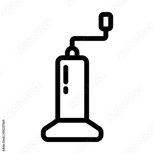 Simple line art illustration of a manual hand grinder, ideal for various kitchen applications and food preparation.