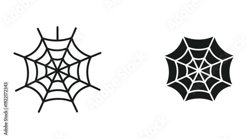 Black and white spider web icons