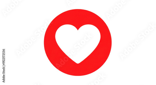 Single white heart icon centered within a vibrant red circle, isolated on a clean white background. This simple graphic symbolizes love, likes, favorites, and positive feedback.
