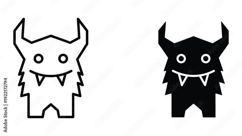 Fototapeta premium Cute cartoon monsters in black and white