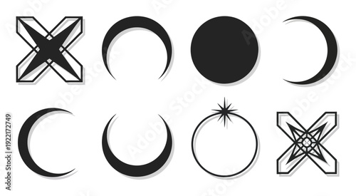 Collection of Abstract Geometric Shapes and Celestial