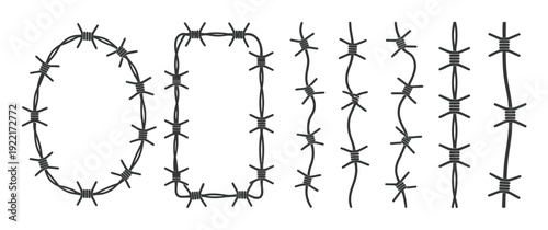 Collection of Barbed Wire Circle, Rectangle, and Vertical Lines