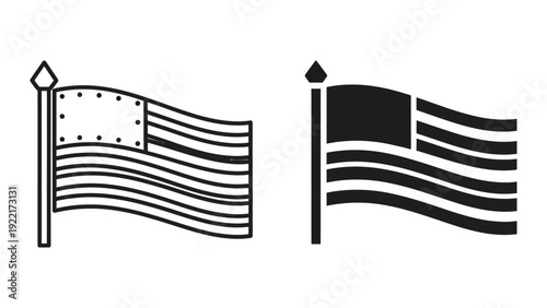 American flags waving on poles