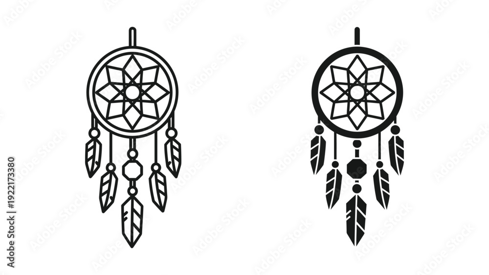 Fototapeta premium Dreamcatcher Line Art