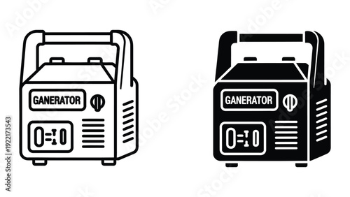 Portable Generator Icons in Black and White