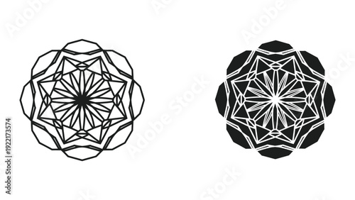 Black and white mandalas on white background
