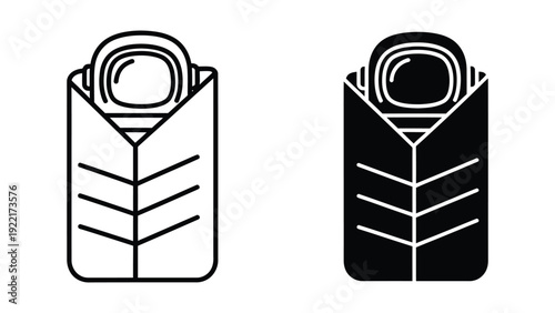 Black and white illustration of rolled up documents