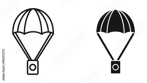 Simple parachute icons in black and white